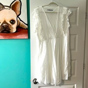 White eyelet mini dress